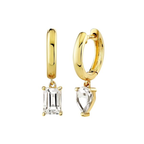 Yellow Gold Hoops in White Topaz