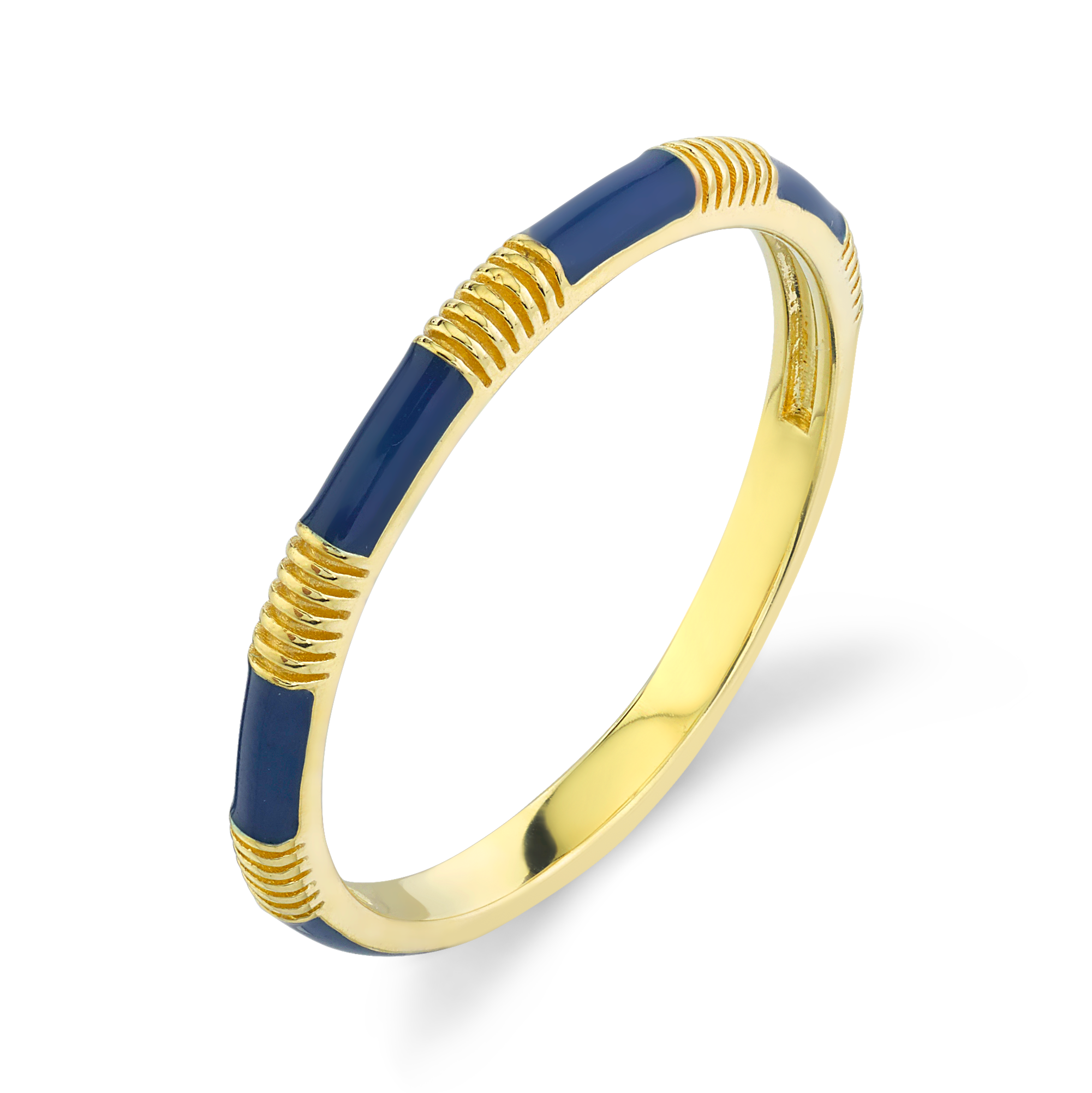 Blue Enamel Band with Strie Detail