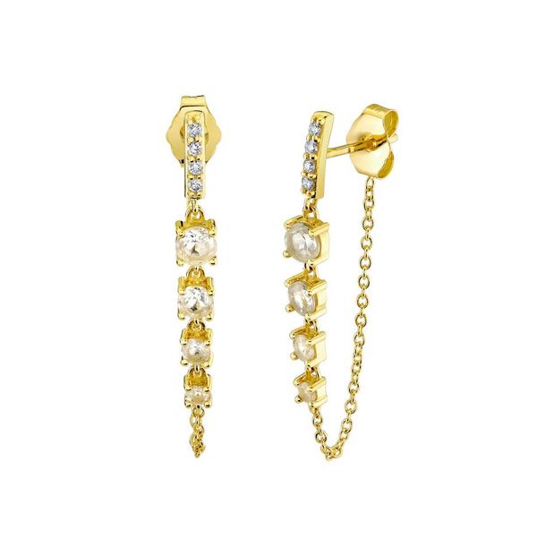 Yellow Gold Earrings with White Topaz